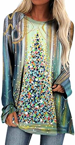 GATXVG חג המולד מודפס לחג המולד לנשים עץ חג המולד טוניקה גרפית חולצת טוניקה חופשה חמודה לחופשה חמודה חולצות