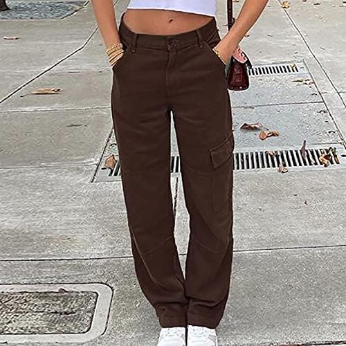 מכנסי מטען Ausyst נשים סגנון רחוב סגנון אופנה תחושה מרובת כיס סוודים משוררים מכנסי ספורט מותניים