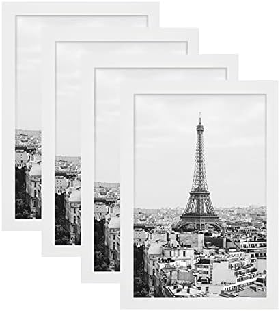 Bleum Cade 8x12 מסגרות תמונה 4 חבילה, עשויה תמונות תצוגת עץ מוצק 8x12 מסגרות צילום מסגרת תמונה לבנה