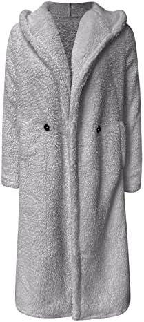 מעילי פליי של נשים מעילי חורף כפתור דש עם מעילי ברדס ארוכים מעילי פליי ארוכים