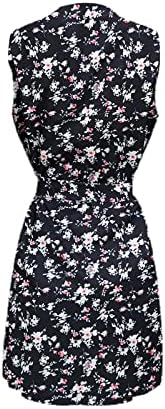 נשים של קיץ שמלות 2023 נשים של פרח הדפסת צווארון שרוולים שמלה מזדמן שמלות מידי