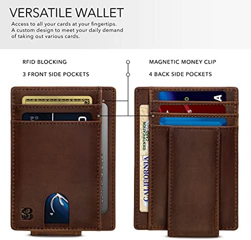 סרמן מותגים קדמי כיס ארנק עם כסף קליפ מגנטי. ארנקי עור דו-צדדיים מינימליסטיים לגברים ארנק כרטיס דק
