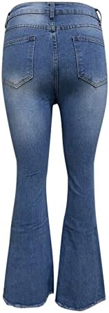 NARHBRG נשים ג'ינס רגל רחבה מזדמנת ג'ינס מותניים גבוהים מכנסיים ארוכים חבר מתרחב חבר מכנסי היפ הופ