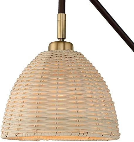 בארנס ואייבי וגה מודרני תעשייתי קיר מנורות סט של 2 עמוק ברונזה חום מתכת התוספת 8 טבעי קש כיפת צל עבור שינה