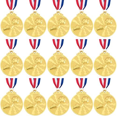 15 מדליות כדורגל חבילות לילדים מדליות פרסי זהב מטאליות שנקבעו למשחקי כדורגל ספורט ופרסי פרסי פרסי מסיבות