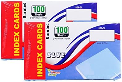 2 חבילות כרטיסי אינדקס צבעוניים, 3 על 5 אינץ', לא מבוקר, כחול, 100-ספירה לחבילה מהסיטונאי של נורת ' לנד.