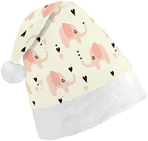 חג המולד סנטה כובע, ורוד לב פיל חג המולד חג כובע למבוגרים, יוניסקס נוחות חג המולד כובעי לשנה חדשה חגיגי תלבושות
