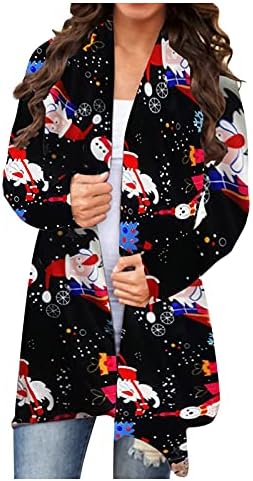 סמל נשים של שמנמן אפודות קרדיגן מעיל, חג המולד פתוח קדמי ארוך שרוול סוודר מעיל מזדמן מעיל