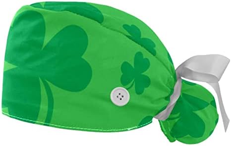 2 מחשב תלתן לכובע העבודה של St.Patrick של St.Patrick עם כפתור כפתור וזיעה מתכוונן כובע קוקו של