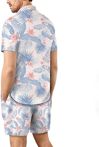 גברים חולצת פרחים 2 חלקים מערכים הוואי כפתור מזדמן על חולצת שרוול קצר ומכנסיים קצרים עם כיסים
