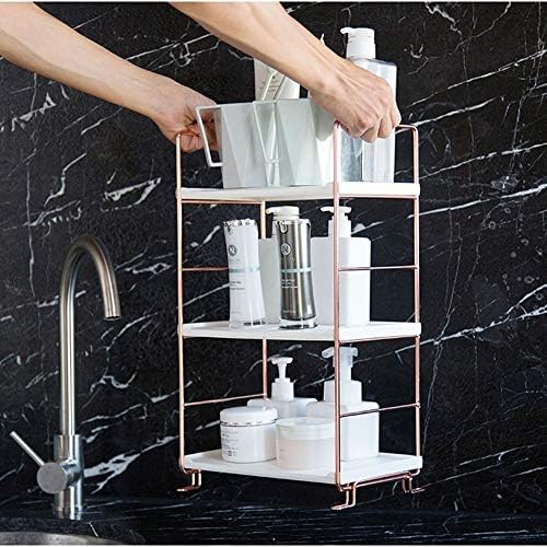 מדף מקלחת WXXGY שלוש שכבות מתכת ללא קידוח מארגן מנחות מדפי אחסון לחדר שינה למטבח אמבטיה/שתי שכבות