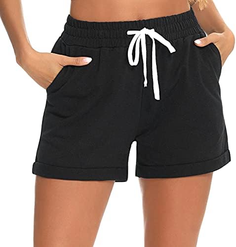 מכנסי זיעה של נשים עם כיסים כותנה כותנה מכנסי טרקלין קצרים בקיץ מכנסיים קצרים מזדמנים