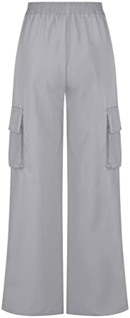 מכנסי טרנינג מטען לנשים בכיסי דש עם מותניים גבוהים רצים רגל רגל רחבה מזדמנים מכנסי טרקלין חיצוניים