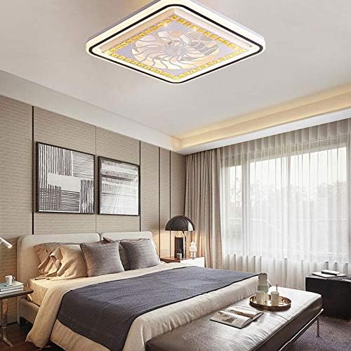 HSCW LED נורדי תקרה שקטה מאוורר קריסטל מאוורר חדר שינה בית חדר חדר מאוורר בלתי נראה מסעדה אור עם מנורת תקרה