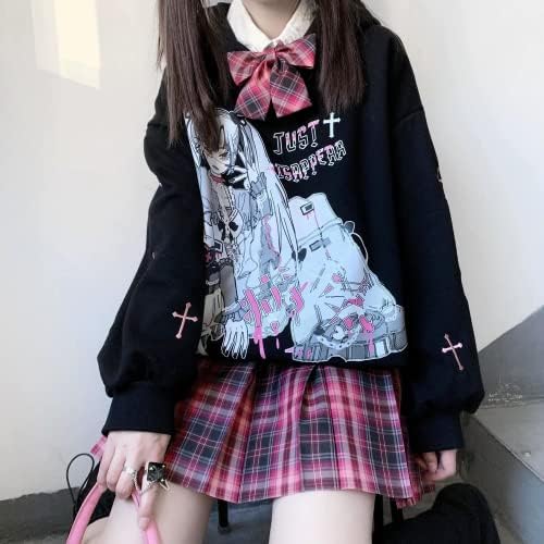 קפוצ'ון נערת אנימה בגדי נוער גותי גיאמר y2k בית ספר יפני צמרות שחור jk kawaii אסתטי 12 14 16