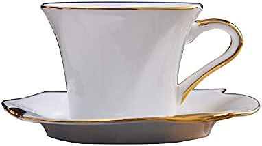 מגור ספל קפה קרמיקה פשוט ספל וצלוחית, 14.2oz/270 מל אלגנטי אחר הצהריים ספל חם יותר ספל חידוש עם ידית כוס תה ספלי