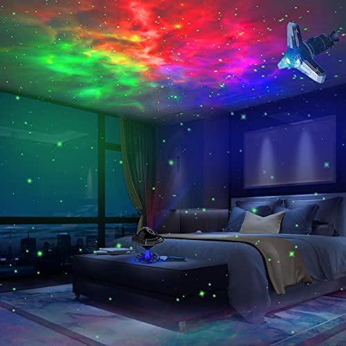 מקרן כוכב UFO של CGNIONE, מקרן גלקסי לחדר שינה, מנורה LED של ערפילית מכוכבת עם טיימר ומקרן אור של