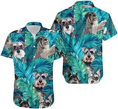 מיניאטורה שנאזר כלב משאיר צמחים טרופיים חולצה הוואי שנויזר חיות מחמד ויברציות אלוהה חולצה