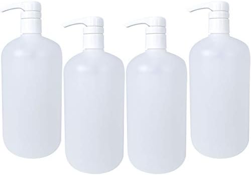 Kelkaaa 32oz HDPE בקבוקי פלסטיק עם משאבת קרם חלק תעשייתית לבנה לשמפו, מרכך, סבון גוף, קרם, בקבוקים עגולים של בוסטון