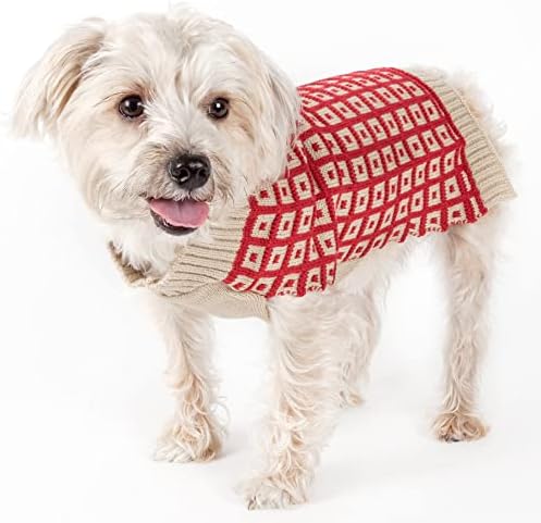Life Life ® Butterscotch Box סוודר חיות מחמד ארוג - מעצב סוודר כלבים סרוג כבל כבל עם צוואר צב - בגדי