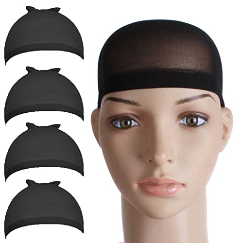 רובאיה 4 חתיכות ניילון גרב פאות כובעי שחור נמתח פאת כובעי לנשים גבר
