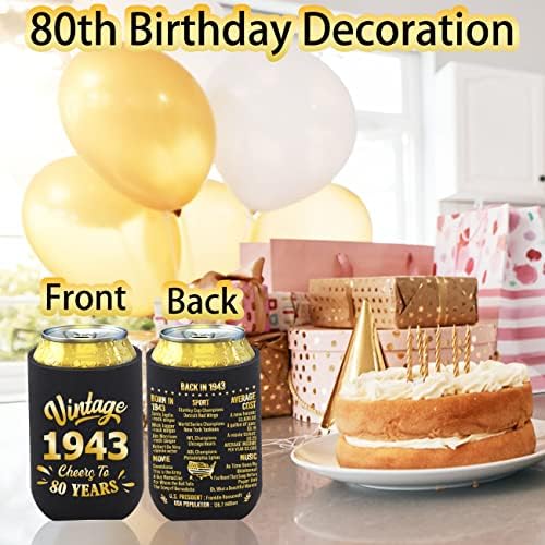 BdayPtion קישוטים ליום הולדת 80 לגברים נשים, קישוטים למסיבות 80, ציוד למסיבות בידי בן 80, מתנת יום הולדת שמונים,