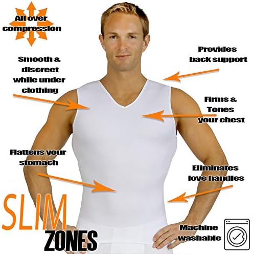 Insta Slim Mens Decression ללא שרוולים v חולצת שריר צוואר- גוף גוף הרזיה