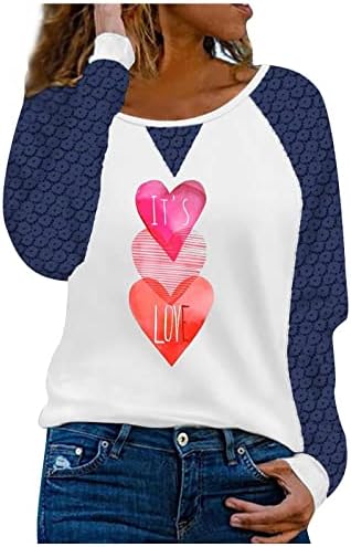 זה צמרות גרפיות של Love Heart לנשים תחרה שרוול ארוך חולצות טריקו