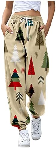 מכנסי טרנינג לחג המולד רצים רצועות מותניים גבוהות ומותניים בתוספת מכנסי טרנינג בגודל חג המולד טיולים רגליים מכנסי