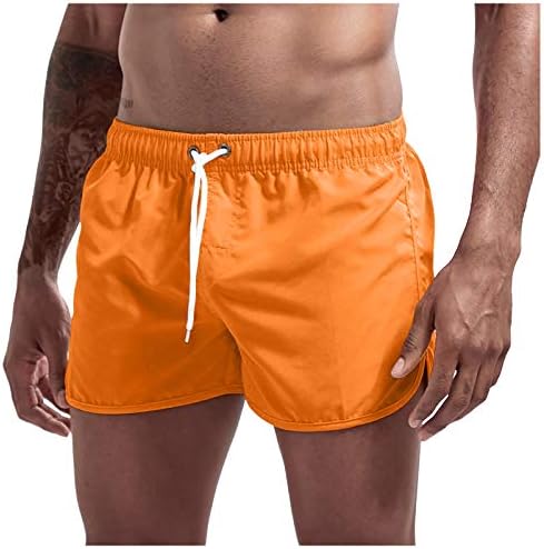 מכנסיים קצרים מוצקים של חוף גברים מכנסי משיכה מזדמנים טרנדיים מודפסים מכנסיים קצרים ספורט שחייה עמיד