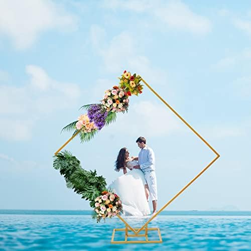 ערכת קשת בלון זהב 6.6ft, תפאורה מרובעת מעגל מתכת מעגל קשת חתונה מסגרת לחתונה