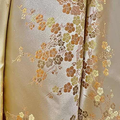 קורי זהב חום פריחת שזיף פרחוני ברוקד סיני סאטן בד עבור צ 'ונגסאם/צ' יפאו, הלבשה, תלבושות, ריפוד, שקיות,