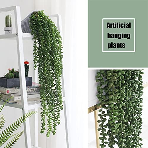 3 יח 'מחרוזת פנינים צמחים צמחים בשרניים תלויים מלאכותיים לעיצוב גן ביתי