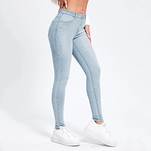 גודל 20 מכנסיים לנשים ג'ינס קלאסי ג'ינס קז'ואלים רזים מותניים גבוהים כחולים מכנסי מכנסי מכנסיים נשים ג'ין ג'ין