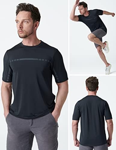 5 חבילות חולצות צוואר צוואר יבש מהיר של גברים. אימון חדר כושר אתלטי אימון שרוול קצר