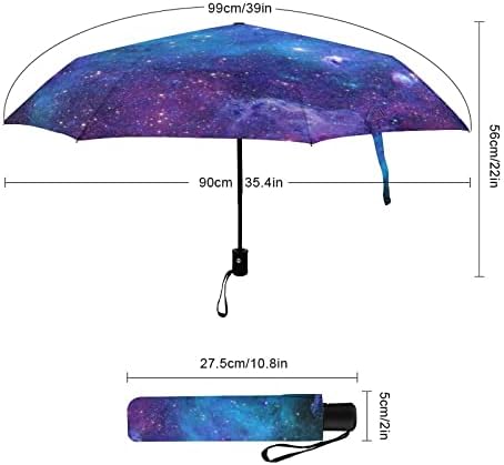 חלל גלקסי נסיעות אטומות לרוח 3 קיפול מטריה אוטומטית קומפקטית מתקפלת ידנית גשם גשם לשמש