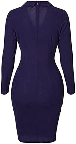 שמלת עסקים לנשים שרוול ארוך צווארון כפתור רשמי בלייזר אלגנטי מזדמן עבודת משרד מיני גלישת שמלות