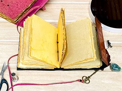 בציר עור יומן עתיק בעבודת יד סיפון קצה בציר נייר עור מחויב כתב עת ספר של צללים כתב עת עור בלוק
