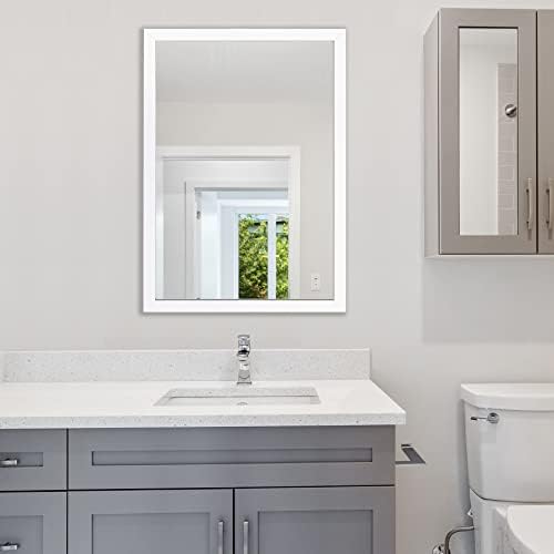 פור מלבני קיר מראה 20 איקס 28 קיר מראה לאמבטיה כניסה חדר שינה סלון, לבן