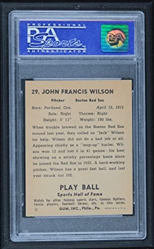1941 כדור משחק 29 ג'ק ווילסון בוסטון רד סוקס PSA PSA 6.00 Red Sox