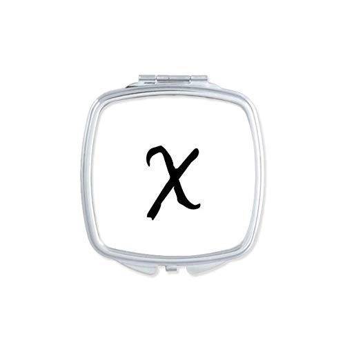 יווני אלפבית צ ' י שחור צללית מראה נייד קומפקטי כיס איפור דו צדדי זכוכית