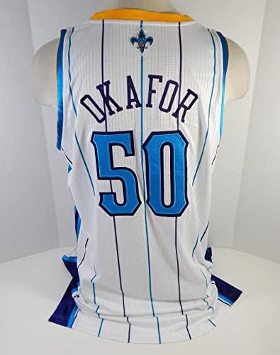 2011-12 ניו אורלינס הורנטס Emeka Okafor 50 משחק הונפק ג'רזי לבן 3xl4 6 - משחק NBA בשימוש
