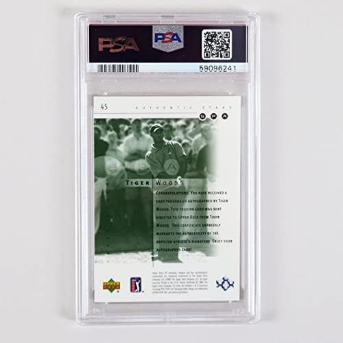 Tiger Woods כרטיס חתום 2001 SP SP גולף אותנטי כרטיס RC כרטיס אותנטי 45 - Auto - PSA GEM MT 10