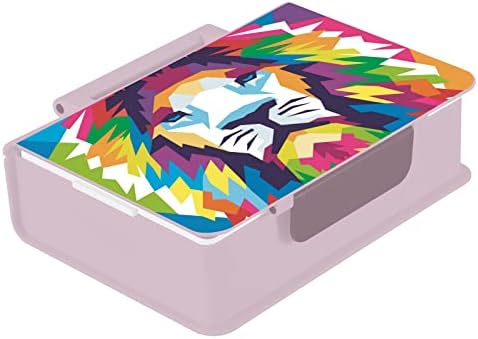 Alaza מופשט אריה הדפס בעלי חיים צבעוני בנטו קופסת ארוחת צהריים BPA ללא דליפה ללא דליפה מכולות עם מזלג וכף, 1 חתיכה