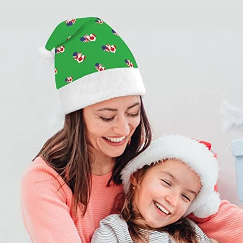 קנדה אמריקאי לב דגל מצחיק חג המולד כובע סנטה קלאוס כובעי קצר קטיפה עם לבן חפתים עבור חג המולד חג מסיבת