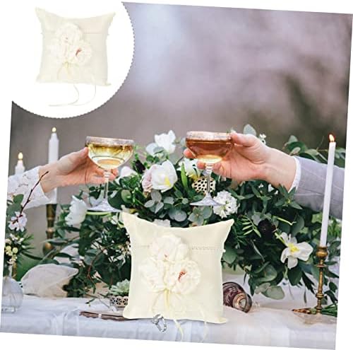 יארדווה טבעת כרית לבן כריות לבן זר תחרה לקצץ חתונה נושא טבעת אביזרי חתונה פרח טבעת כרית לבן טבעת מחזיק נושא