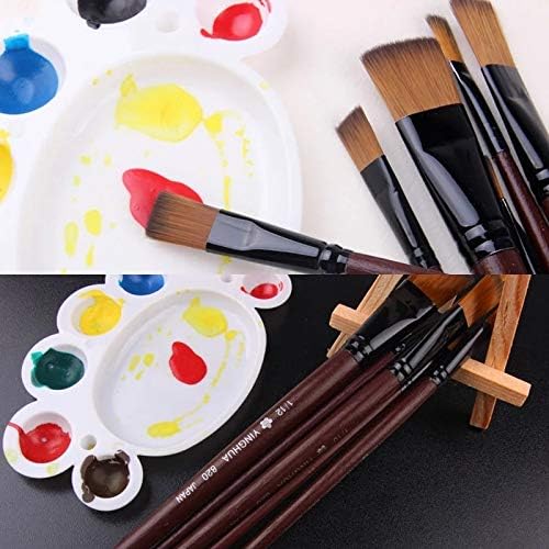 WXBDD 6 PCS ציוד אמנות ציור צביעה קל לניקוי ידית עץ צבעי צבעי צבע מברשת עט ניילון שיער לומד שמן אקריליק