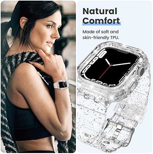Tensea for Apple Watch Band 38 ממ 40 ממ 41 ממ 42 ממ 44 ממ 45 ממ 49 ממ לגברים נשים, רצועת iwatch עם מארז פגוש מגן,
