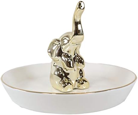 אברוס מתנת זהב מצופה פצ 'י הפיל עם תא מטען עד קרמיקה תכשיטי בעל צלחת צלמית פצ' ידרם חצוצרה פילים ודואר