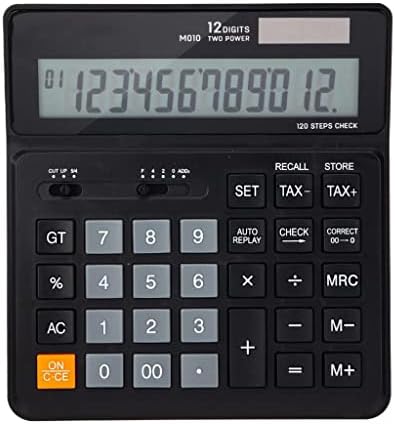 מחשבון SDFGH בדוק נכון 120 שלבים שחור לבן 12 ספרות חשמל כפול כוח משרד מימון מחשבון שולחן עבודה (צבע: E, גודל